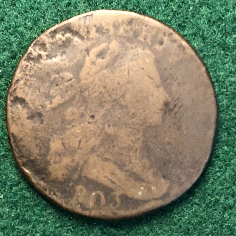 1803 Draped Bust Large Cent Almost Good AG Coin #399