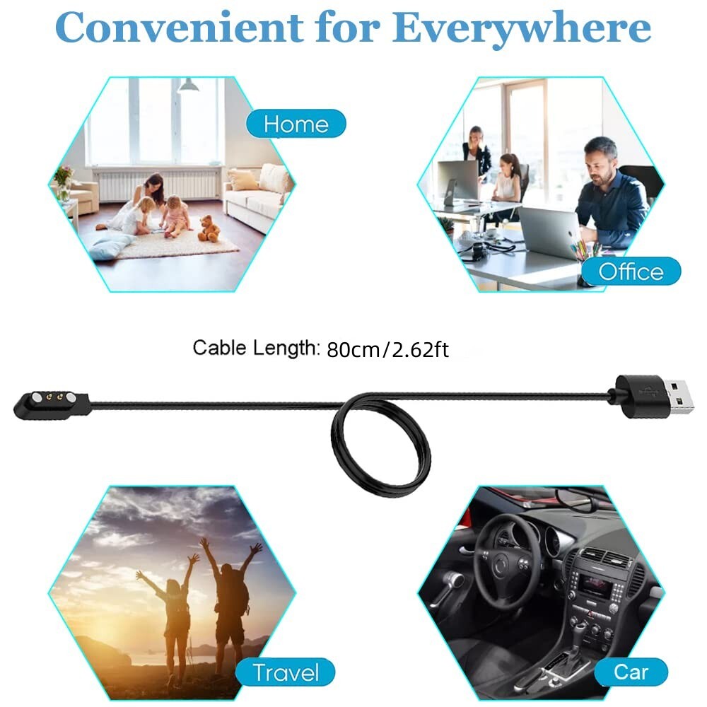 2Pcs 2-Pin USB Data Charging Cable Magnetic Fast Charger For Smart Watch 2.84mm