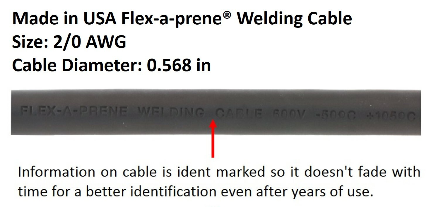 500 Amp Welding Lead Extension - LC40 Male/Female Connector - 2/0 Cable