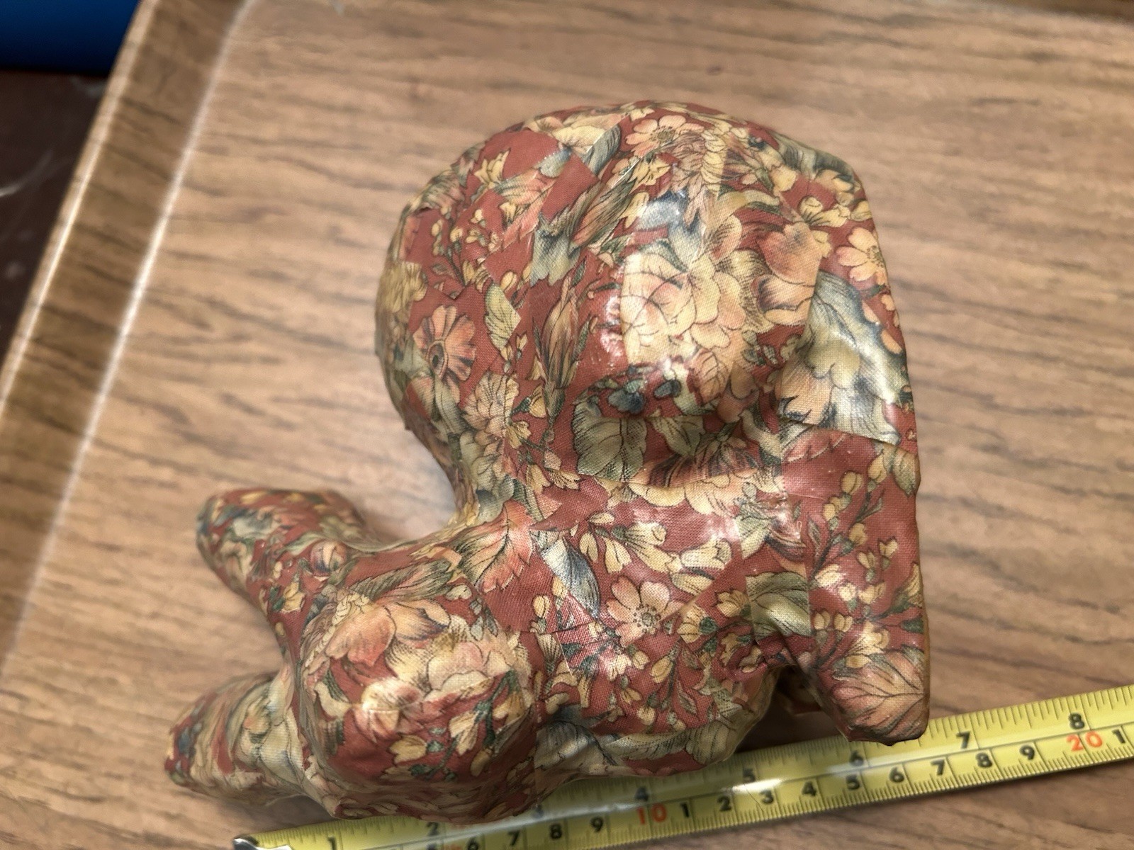 Vintage Hand Painted Paper Mache 7” Bunny Rabbit With Flowers