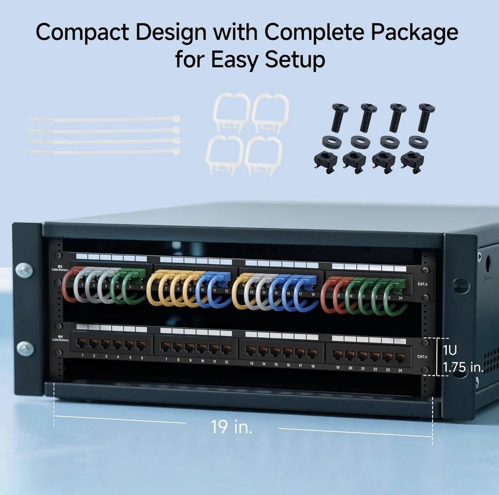CABLE MATTERS P24T-KAA 24 PORT CAT6 PATCH PANEL RACKMOUNT