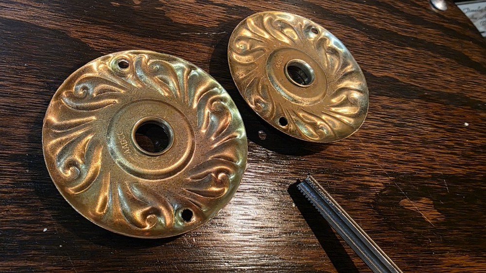 Oval Crystal Door Knobs AABCO Rosettes & spindle Cut Glass Set, Copper Brass