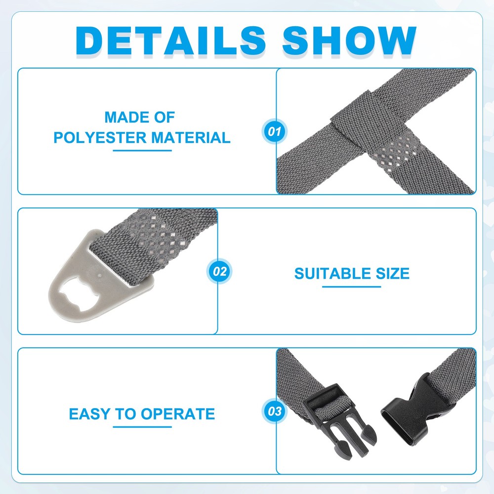 27.5 Inch Hat Chin Strap Helmet Strap Rectangular Hole Y Type Grey 2 Pcs