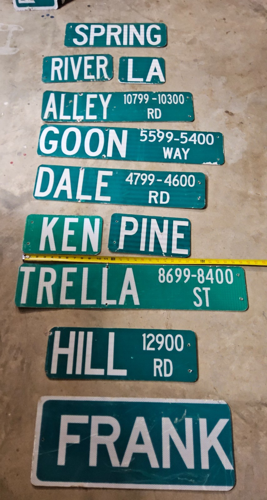 Street name signs. Miscellaneous Sizes. Pick one
