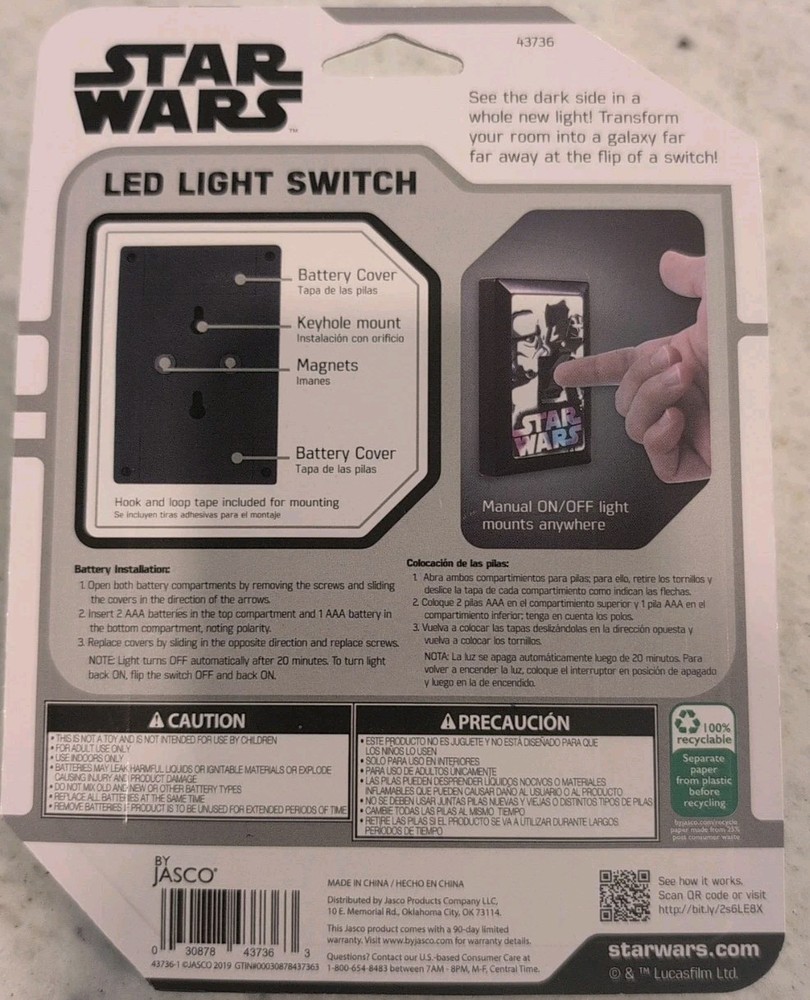 Star Wars Switch LED Night Light, Manual On/off Switch - A0052