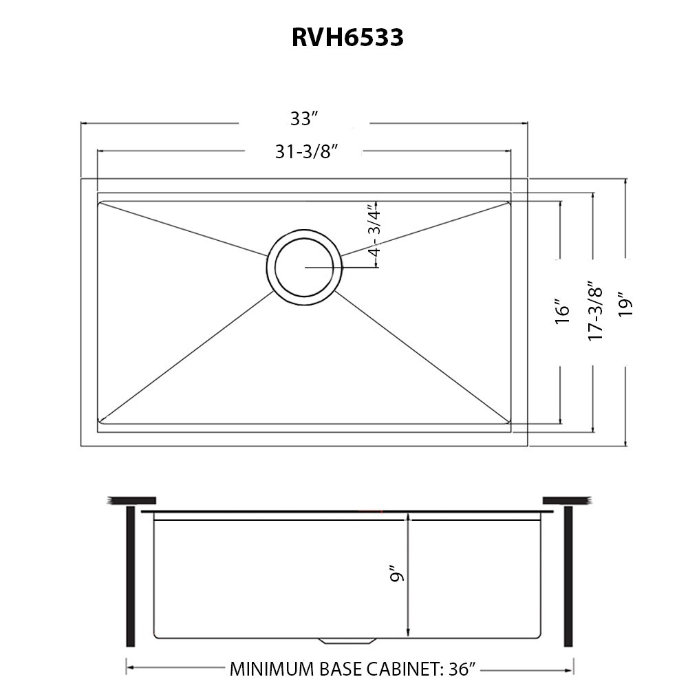Ruvati 33" Matte Gold Workstation Undermount Single Bowl Kitchen Sink- RVH6533GG