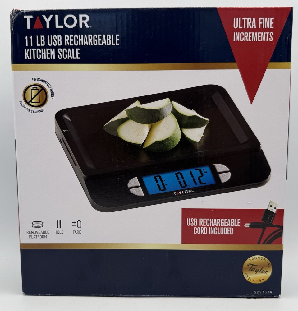 Kitchen Scale Taylor 11 LB USB Rechargeable Multi-Function Cord Included