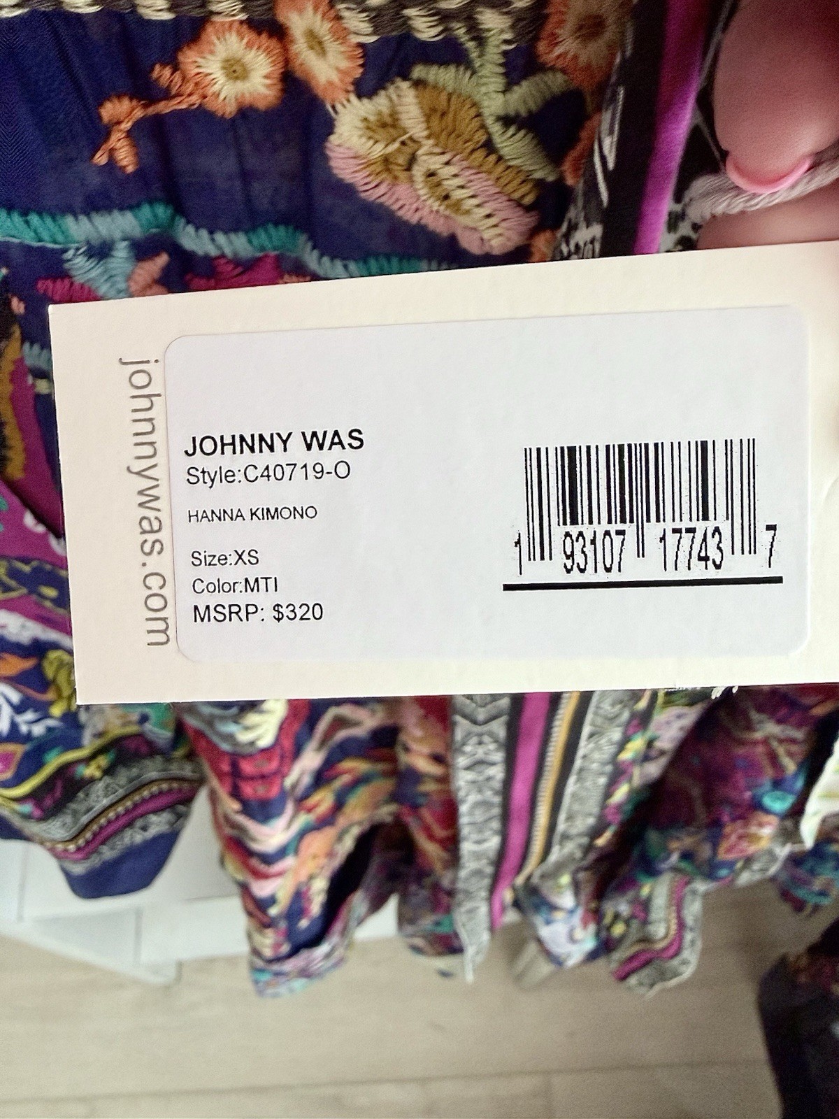 New With Tag Johnny Was Hanna Silk Kimono XS (2-6)