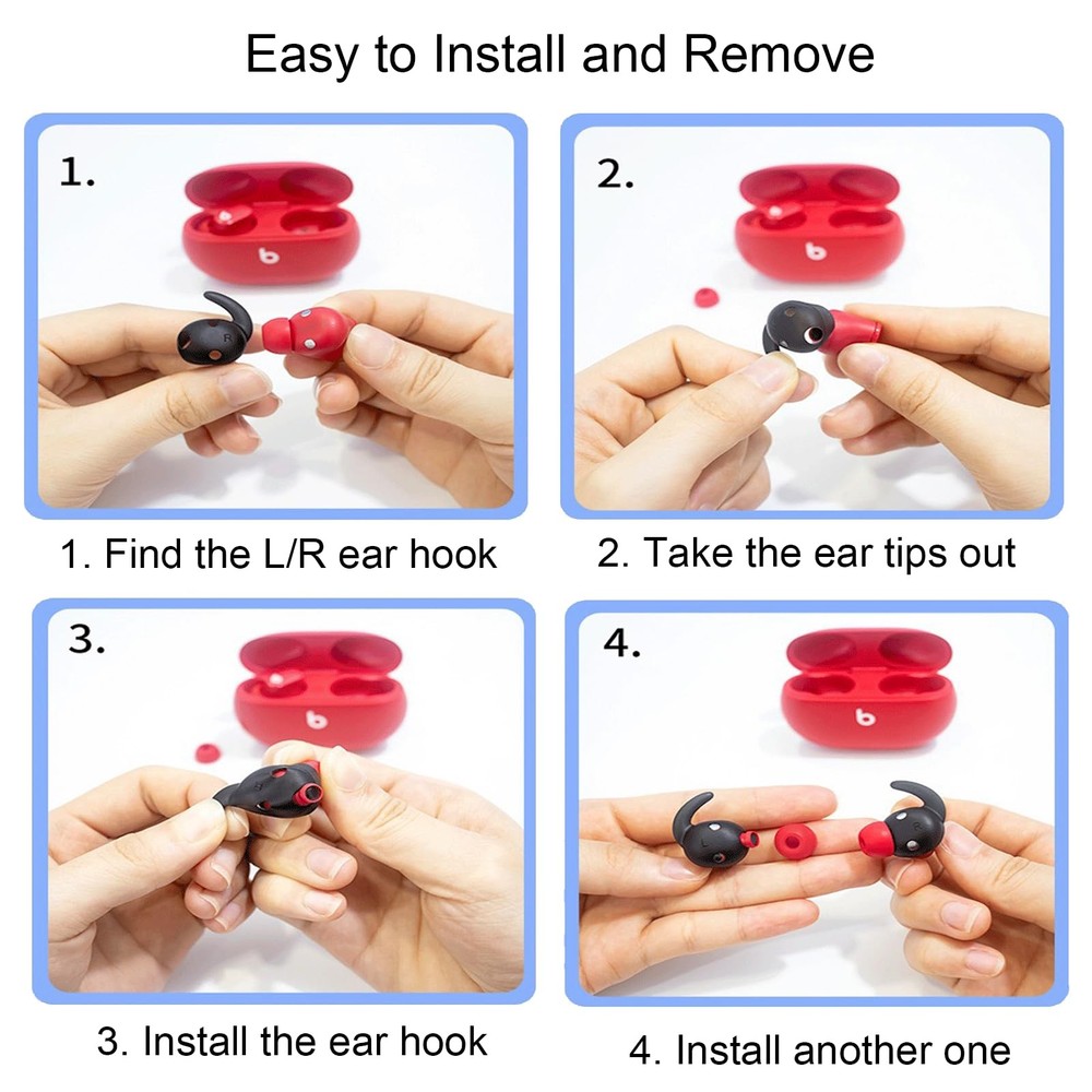 Ear Hooks Compatible for Beats Studio Buds/Buds +, white
