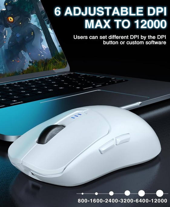 Aula SC580 Wireless Mouse Ergonomic Gaming Adjustable DPI White