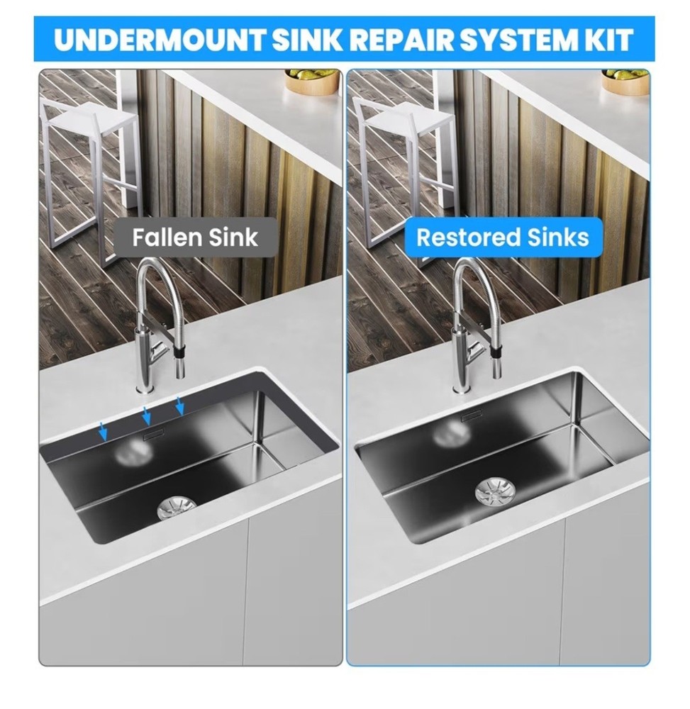 4PCS Black Undermount Sink Brackets, Adjustable Undermount Sink Support Under