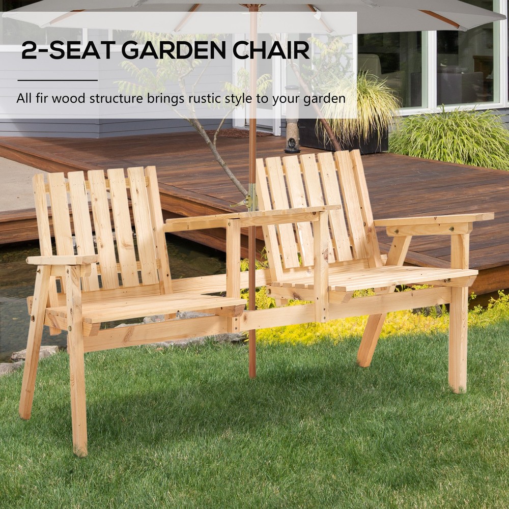 Bench with Table Set Patio Bench, Garden Bench with Middle Table