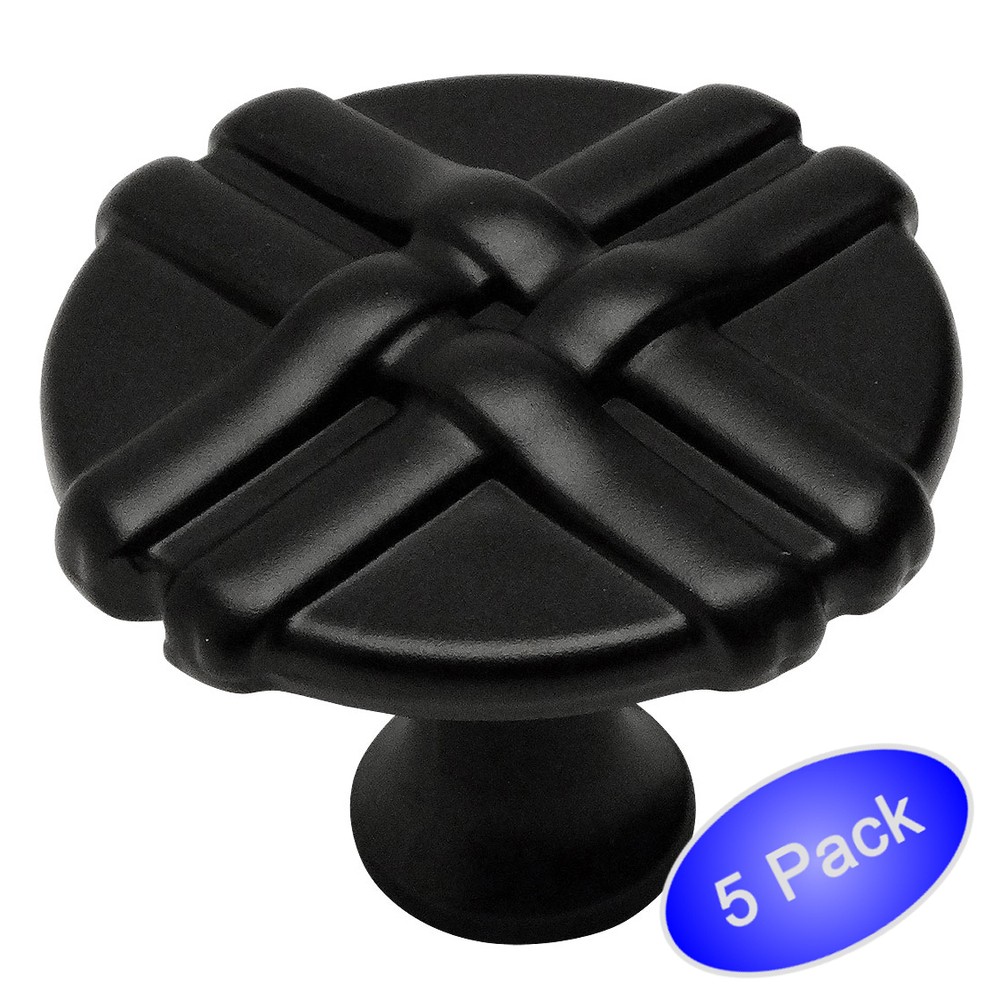 *5 Pack* Cosmas Cabinet Hardware Flat / Matte Black Braided Knobs #7062FB