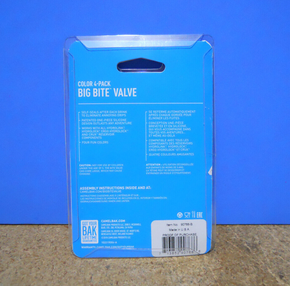 Camelbak Hydration Pack Big Bite Valve Replacement 4 Different Colors 4-Pack NEW