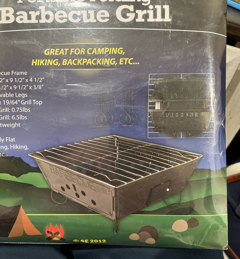 Emergency/Survival: Portable Folding Grill, Lightweight & Flat Fold Design NIP