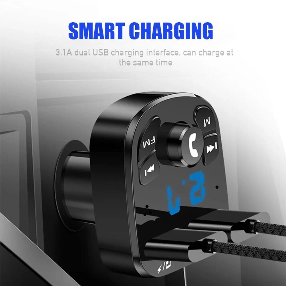 Bluetooth 5.0 Car Wireless FM Transmitter Adapter 2USB PD Charger AUX Hands-Free