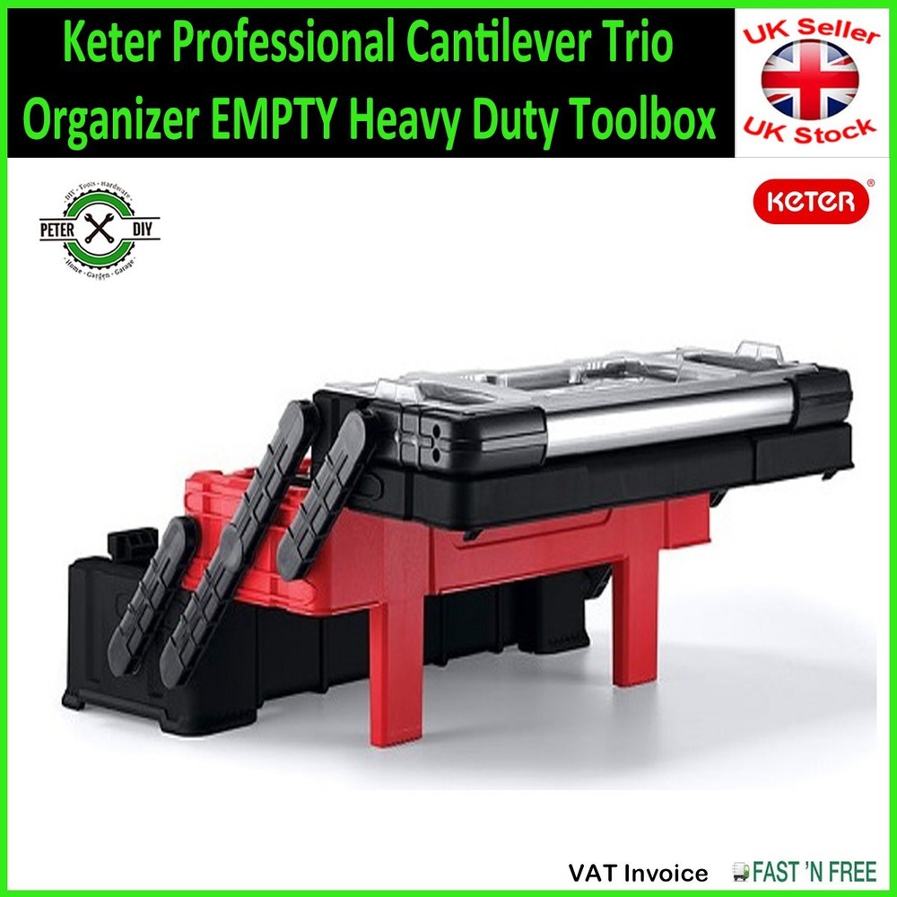 Keter Professional Cantilever Trio Organizer EMPTY Heavy Duty Toolbox