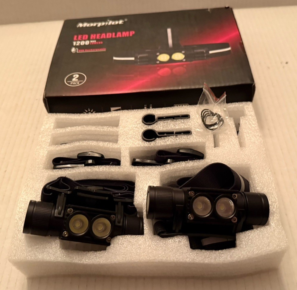 LED Headlamp Rechargeable 2-Pack