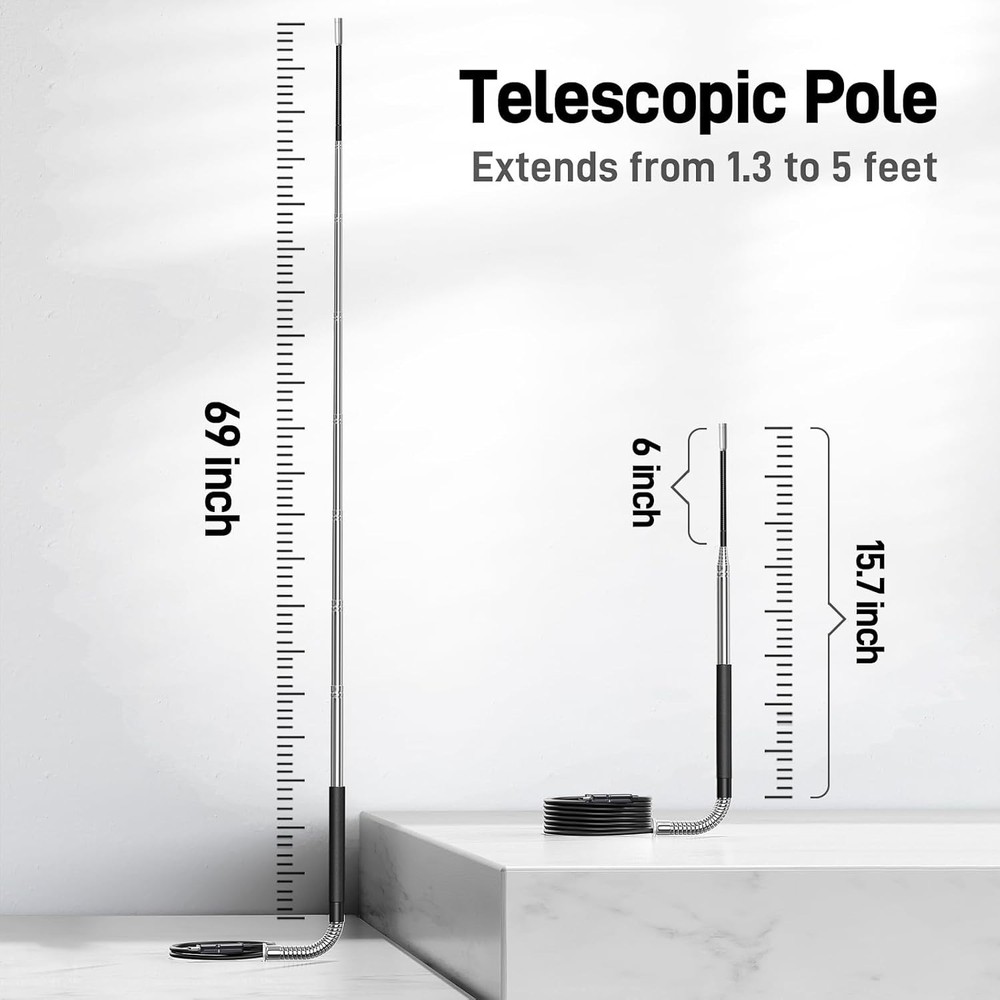 Teslong Telescopic Endoscope Borescope Inspection Camera 5FT Telescoping Pole