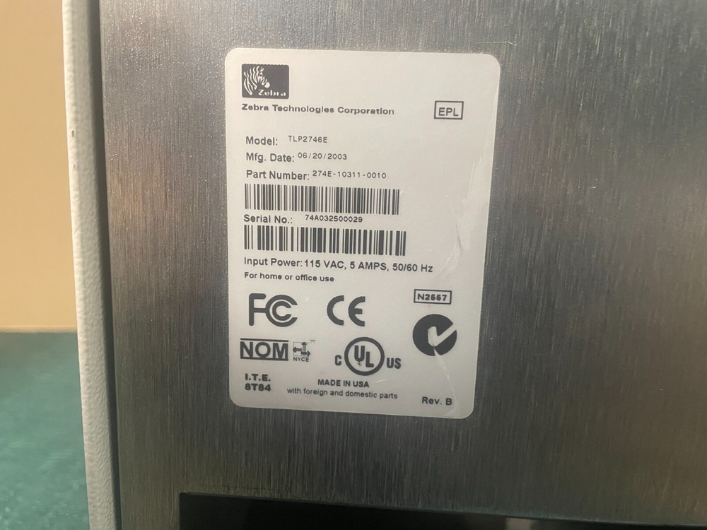 Zebra TLP2746E USB Barcode Label Printer