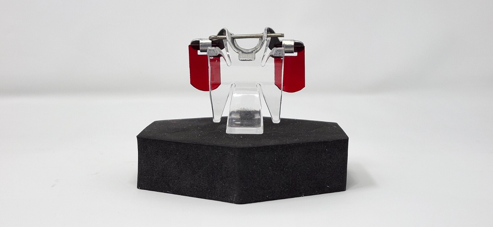 Vtg. Pair of National Band & Tag Co. Red Chicken Glasses Anti Pix W/ Framed Ad