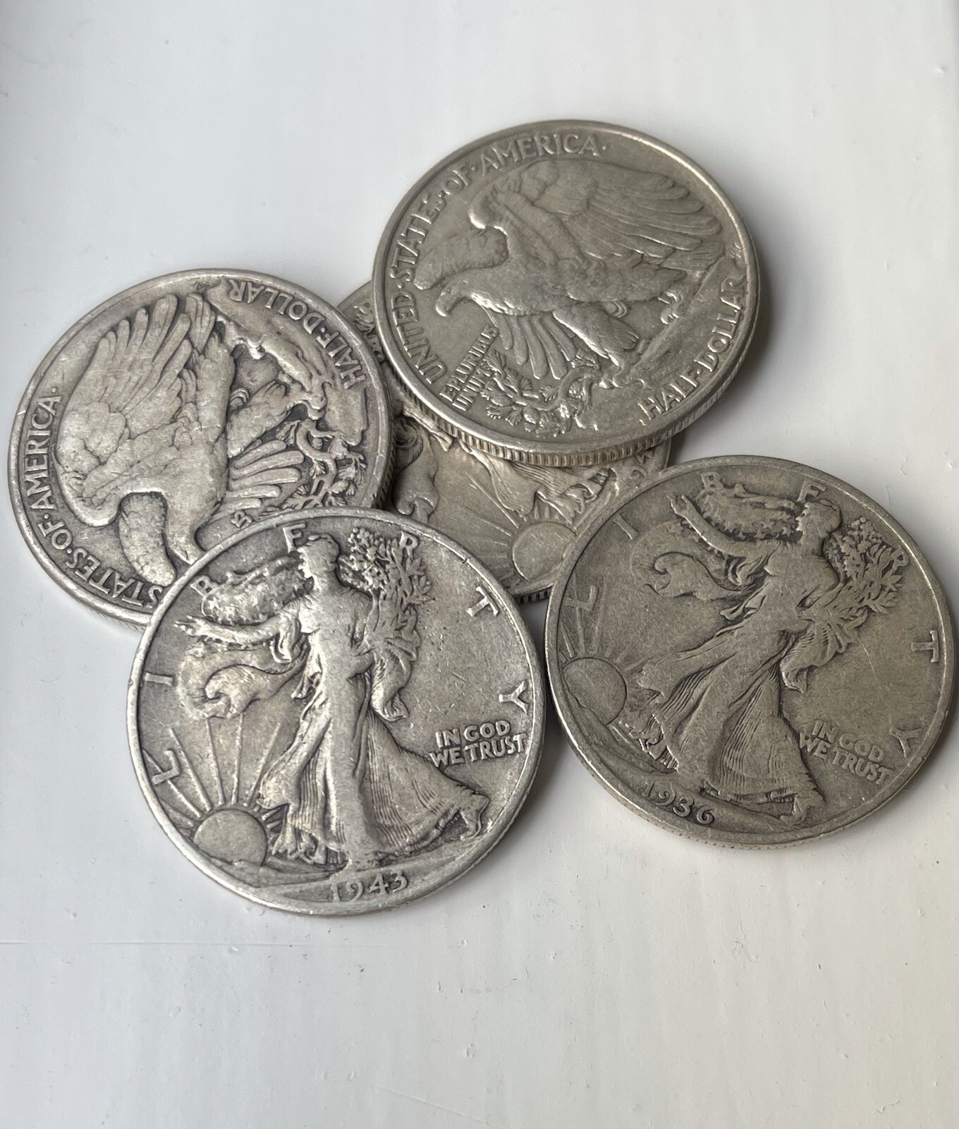 [Lot of 5] Walking Liberty Half Dollar - 90% Silver - Choose How Many Lots of 5!