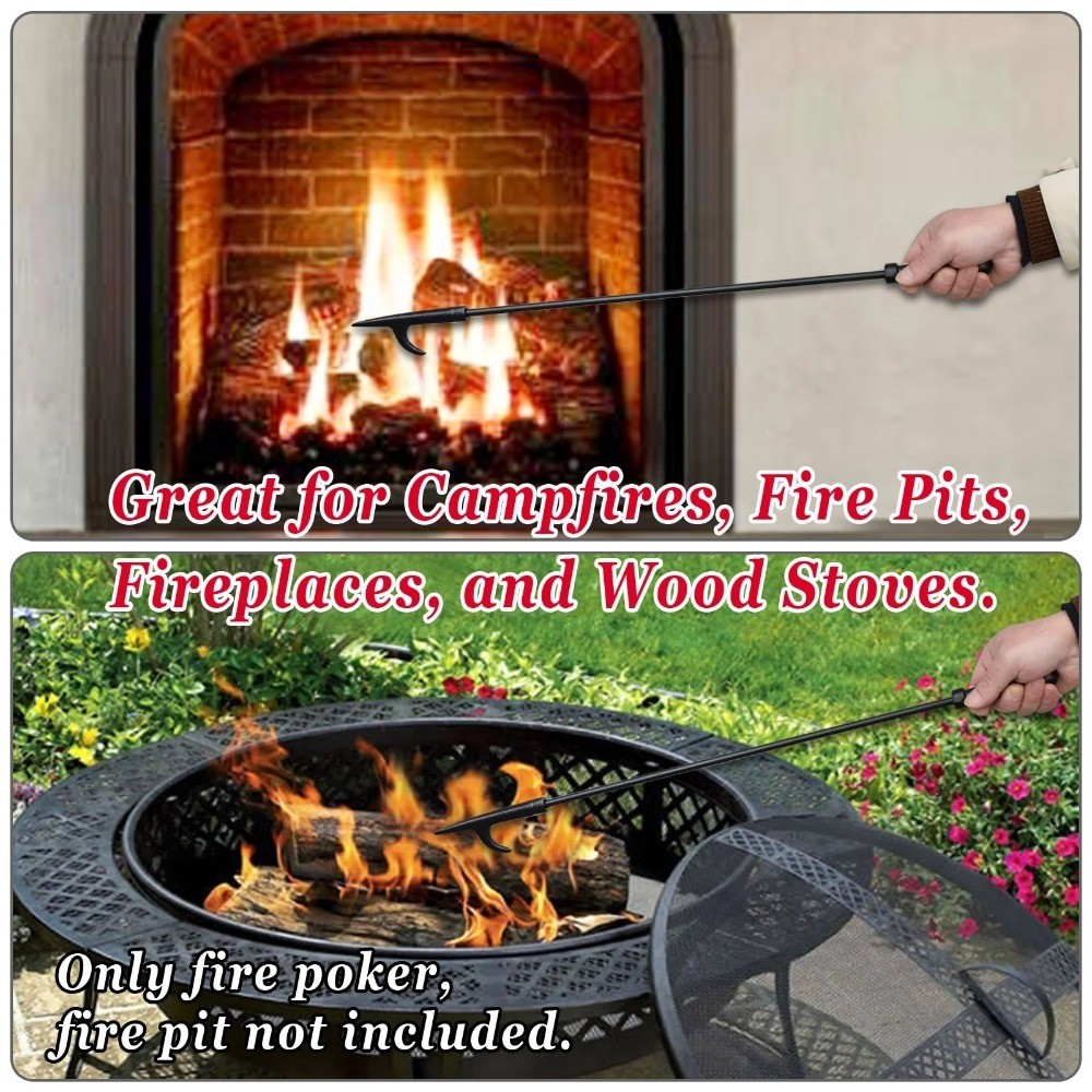 Extra Long Black Steel Fireplace Tool
