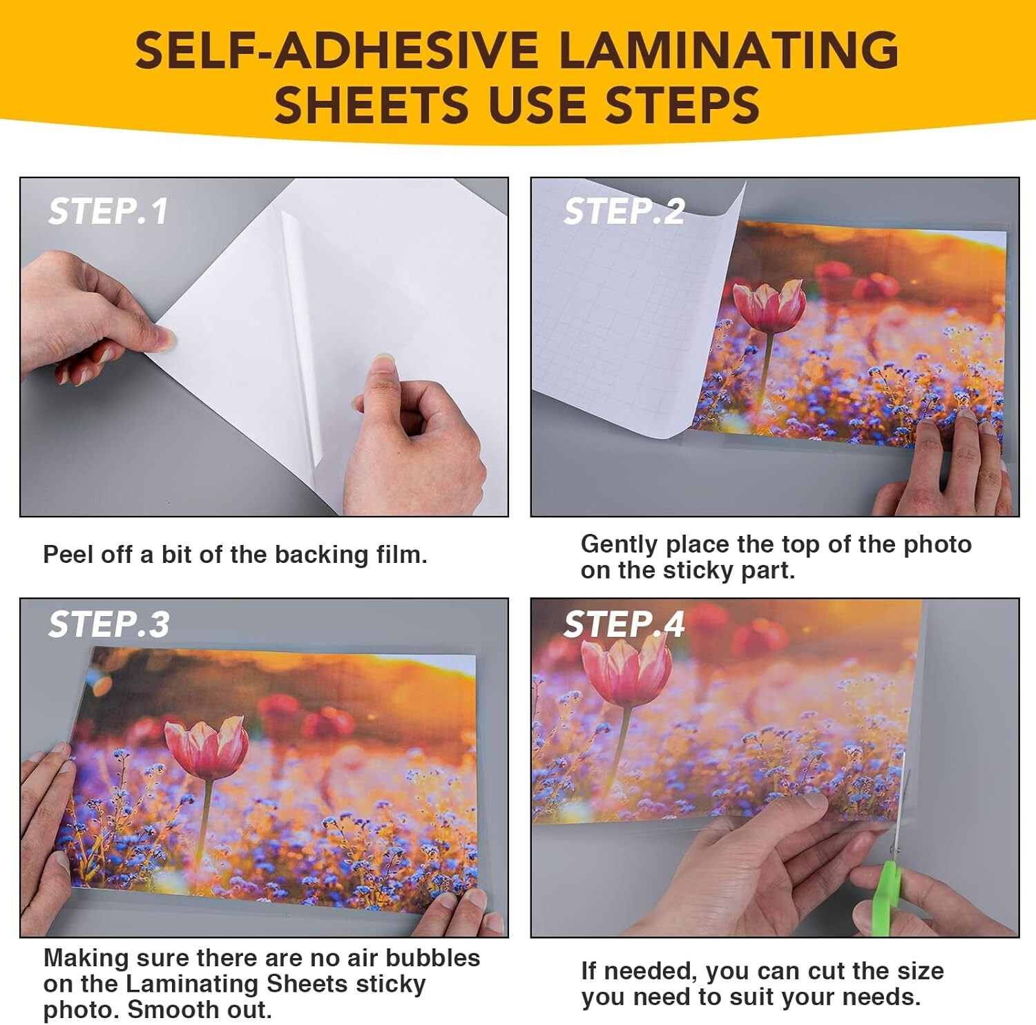 40 PCS Self-Adhesive Laminating Sheets, 9 X 12 Inches Clear Laminating Sheets No