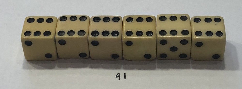 Three Pair Butterscotch Bakelite 1/2” Vintage Dice (Tested)
