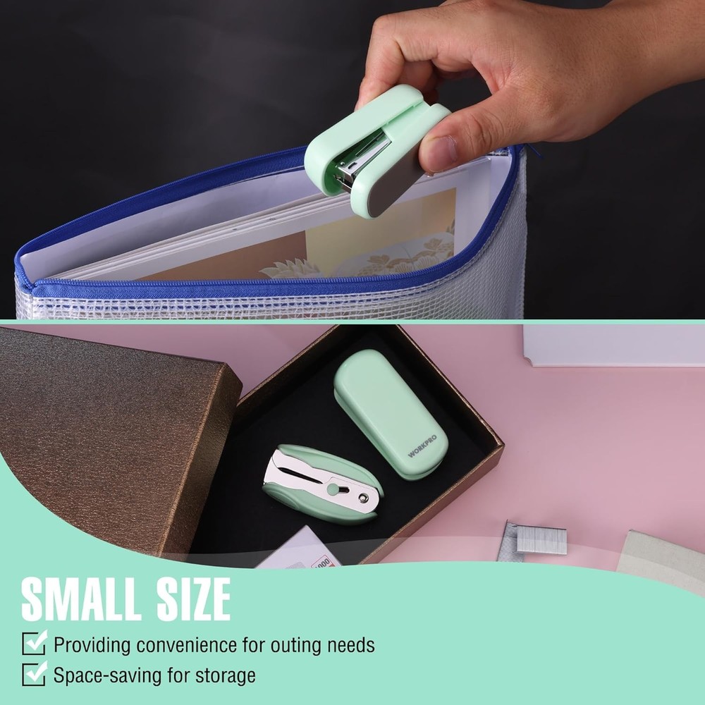 WORKPRO Small Stapler Set With 2000PCS 26/6 Staples Mini Staplers Staple Remover