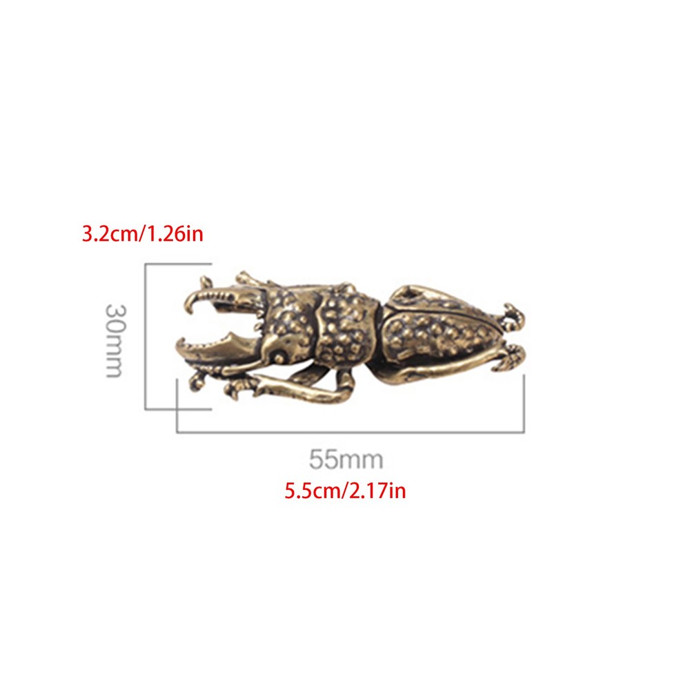 3 IN 1 Solid Brass Beetle Ornaments Simulation Insects Figurines Miniatures Bugs
