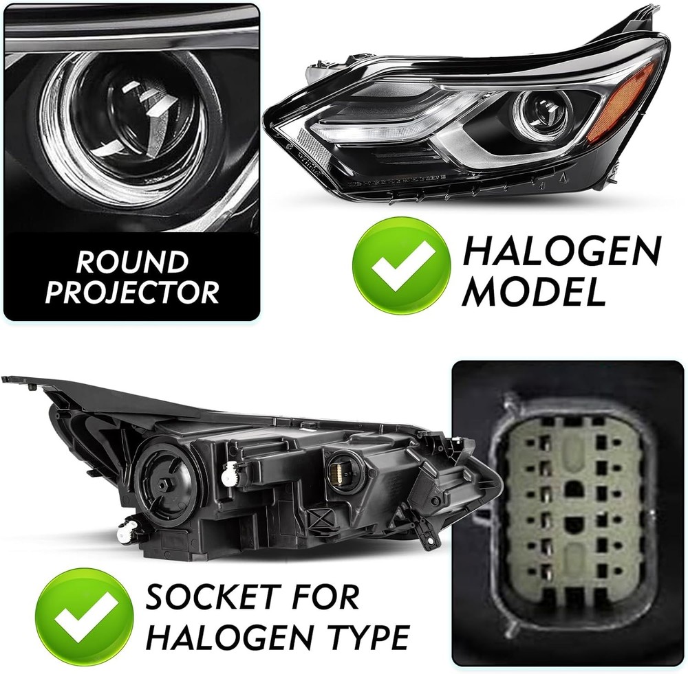 Halogen Headlight Assembly for 2018-2021 Chevy Equinox, Left Driver Side