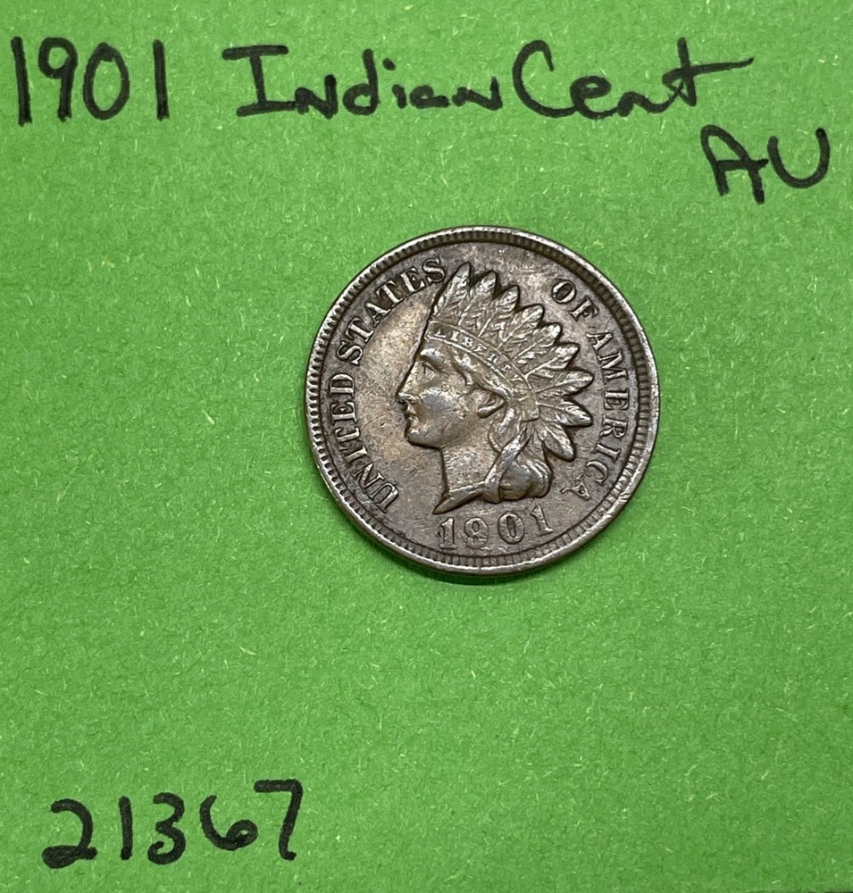 1901 Indian Head Cent / Penny 1c AU About Uncirculated