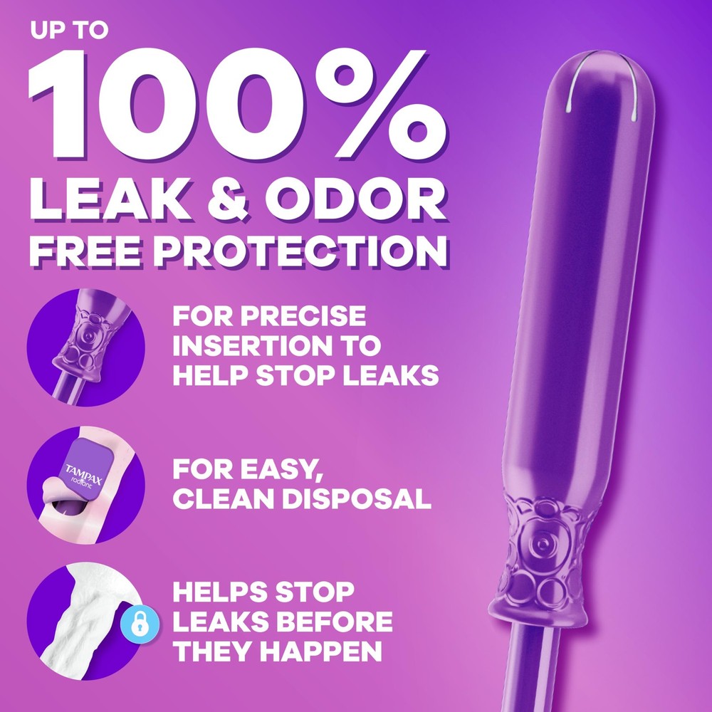 Radiant Tampons Multipack, with LeakGuard Braid, Light/Regular Absorbency, Un...
