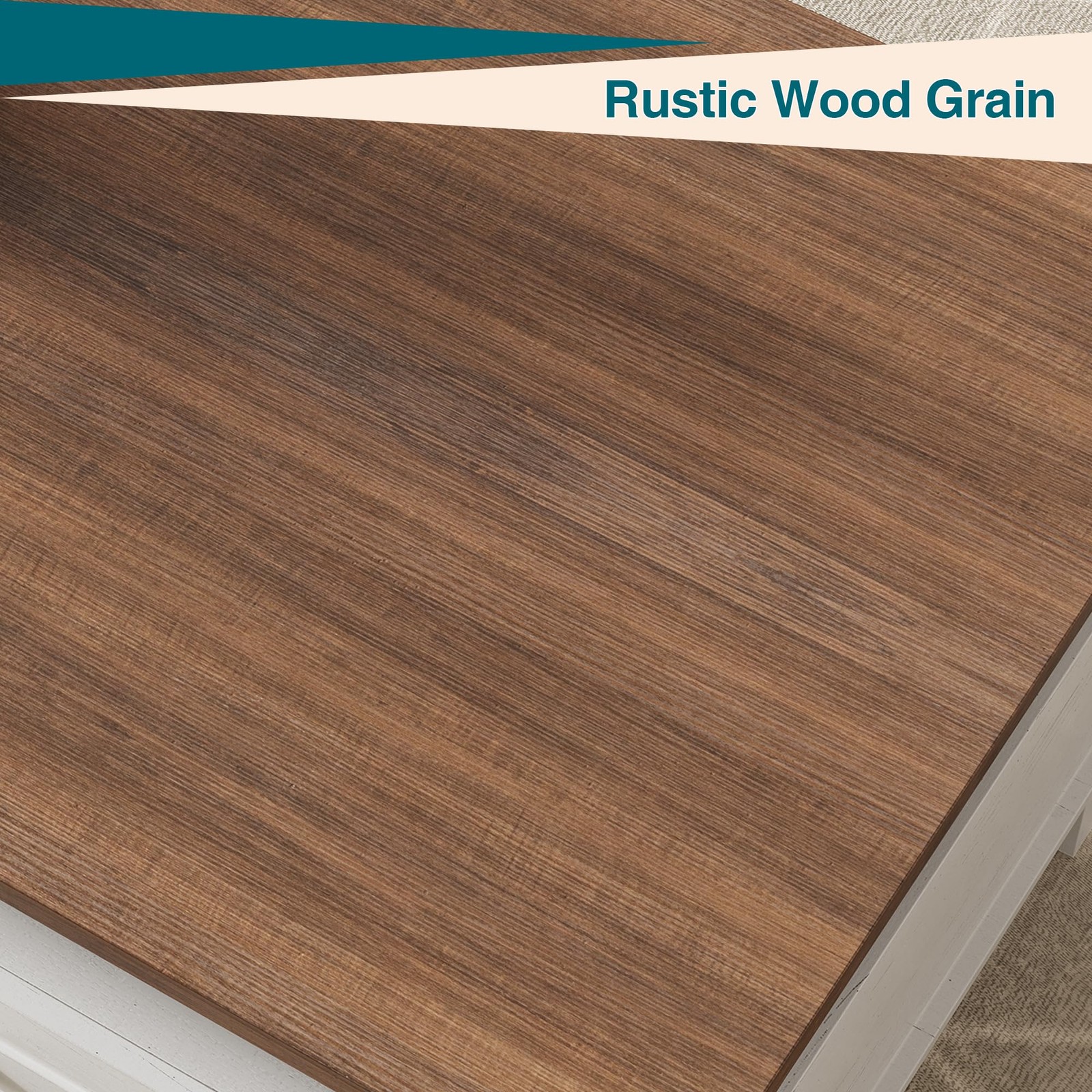 GRAVEE 47" Farmhouse Coffee Table with 2 Drawers Wood Center Storage Shelf