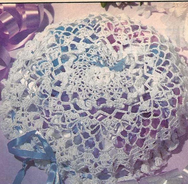Keepsake Ribbon Pillow   (#277-10B)  vintage  crochet  pattern