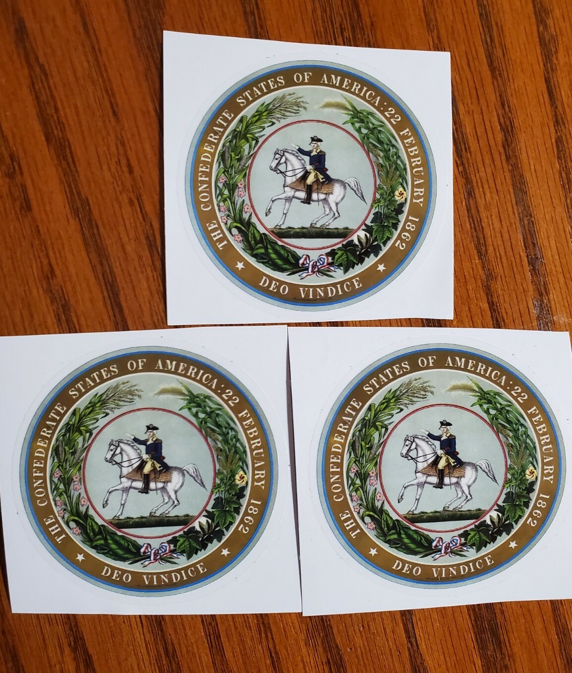 Seal of Confederate States of America C.S.A. 3 inch Round Sticker lot of 3