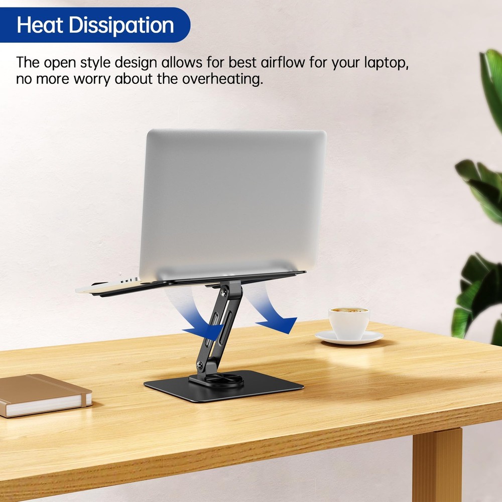 LS12 Laptop Stand with 360° Rotating Base, Ergonomic Adjustable Notebook Hold...