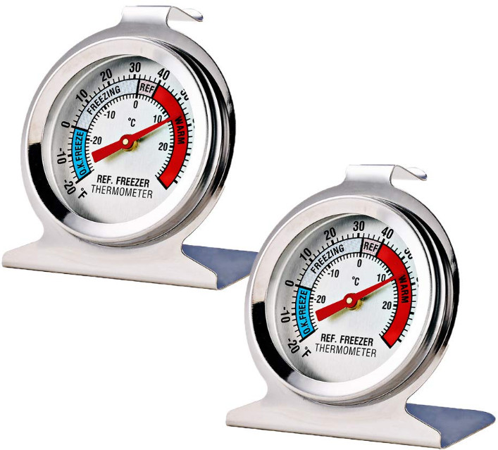 2 Pack Refrigerator Freezer Thermometer Large Dial Analog Thermometer