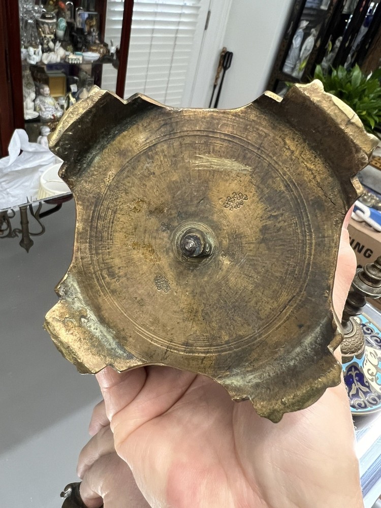 Antique Mid Eastern Brass Enamel Lidded Jar
