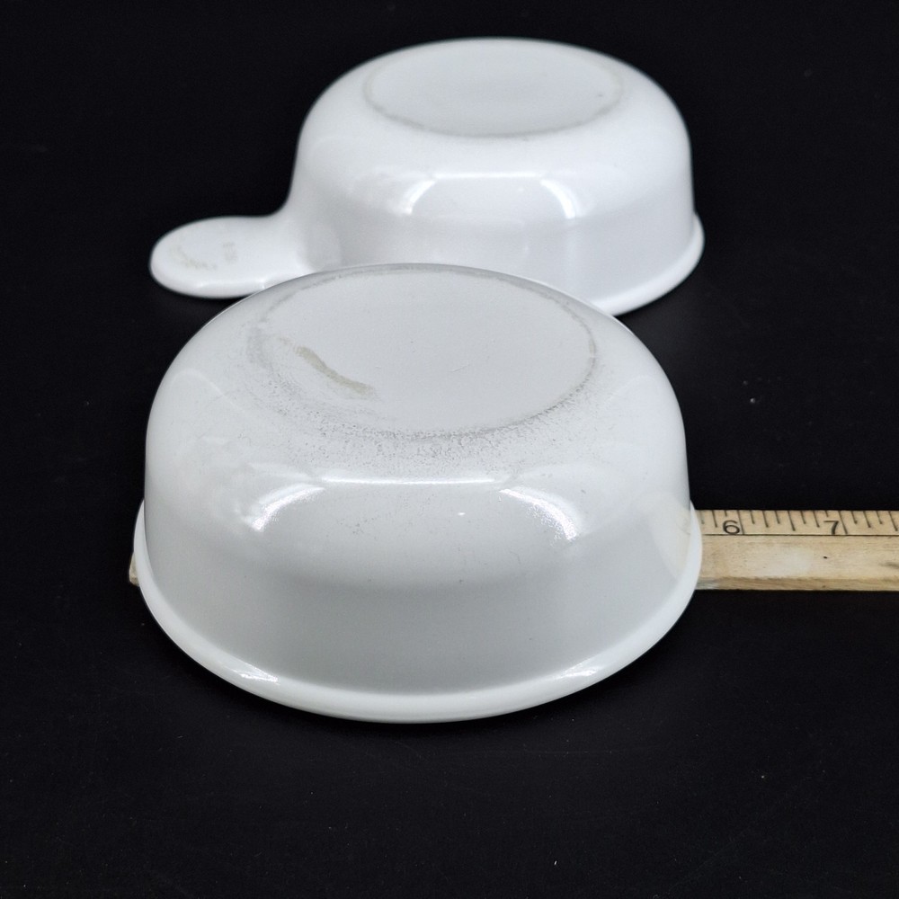 2 White Ceramic Ramekins Individual Souffle Baking Dishes with Handles