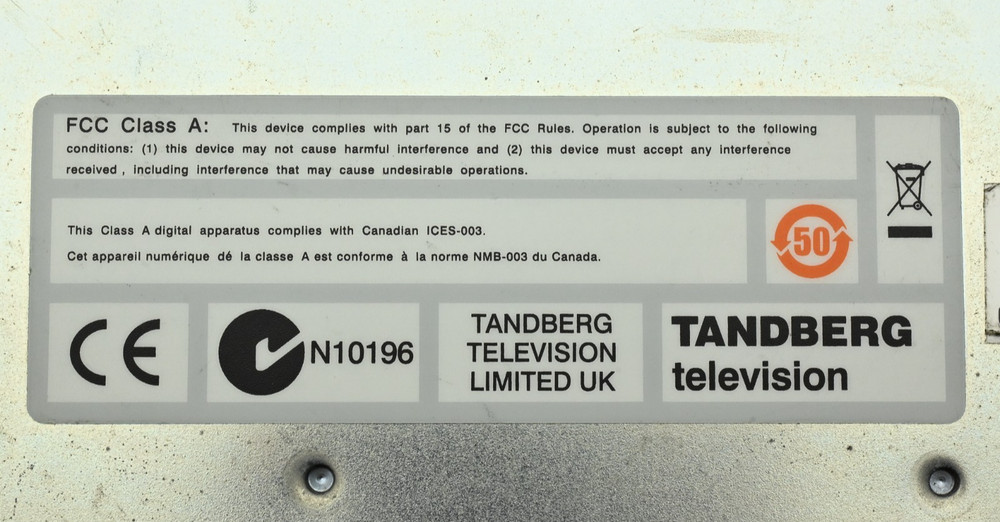 Tandberg EVOLUTION 5000 Encoder E5782 MPEG-2 HD Encoder M2/ENC/E5782