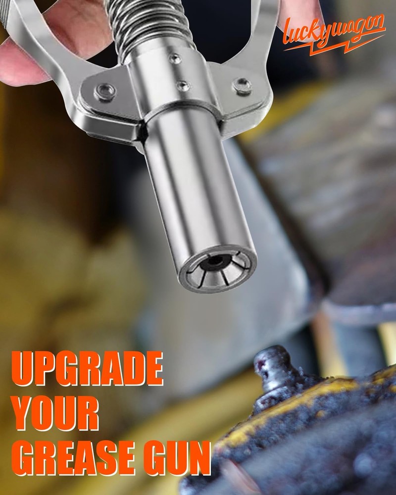 luckywagon Grease Gun Coupler Pro Version - 2 Pack, Silver