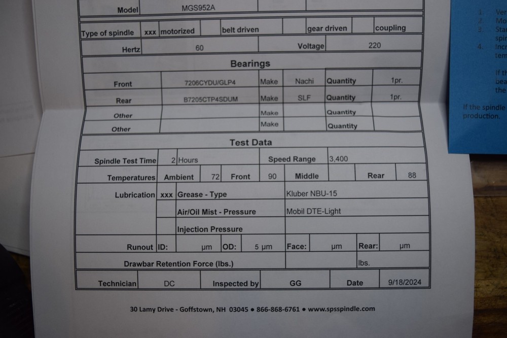 Boneham & Turner MGS952A Spindle