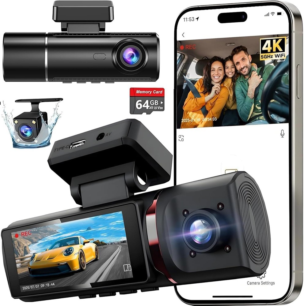Comprehensive 4K Dash Cam Solution for Cars - Loop Recording & Easy Installation