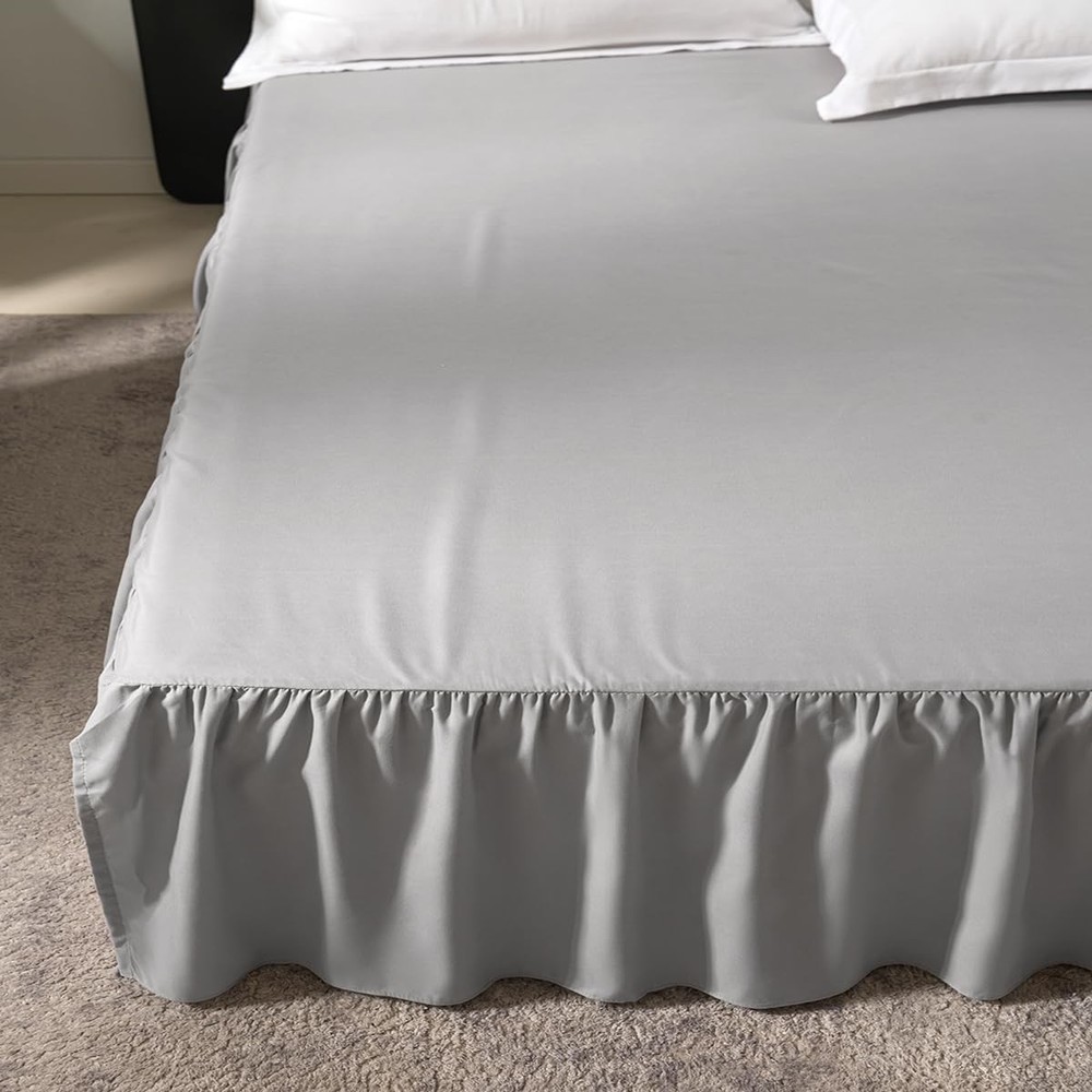 Light Grey Bed Skirt Full Size Ruffled with 14-Full,