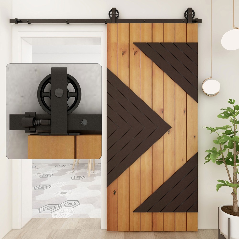 4-12FT Sliding Barn Door Hardware Kit Single Double Doors Medium Wheel RollerKit
