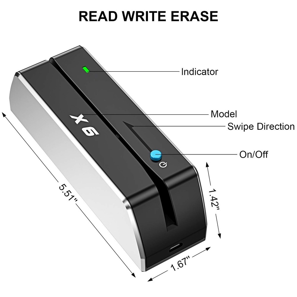 X6 Mag VIP Card Reader Writer USB 3 Tracks Encoder