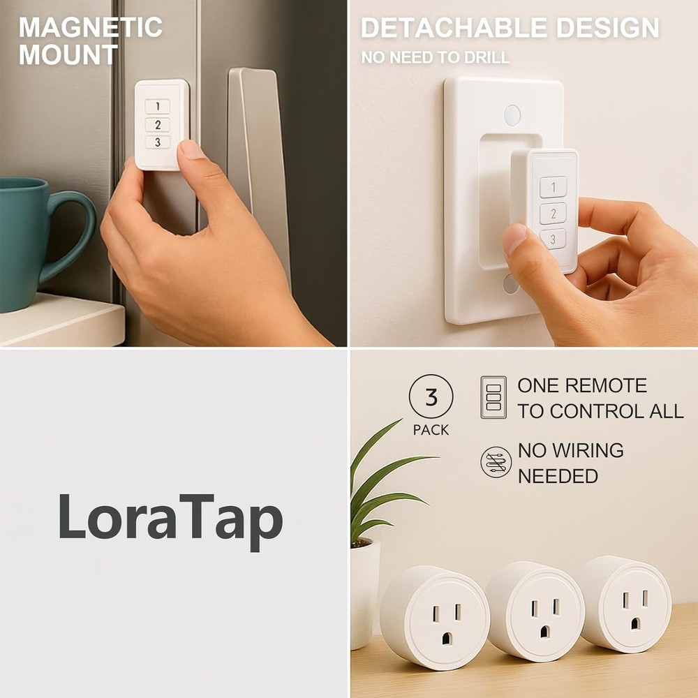 3 Pack 656ft Wireless Wall-Switch: Remote Control Outlet for Lights & Appliances