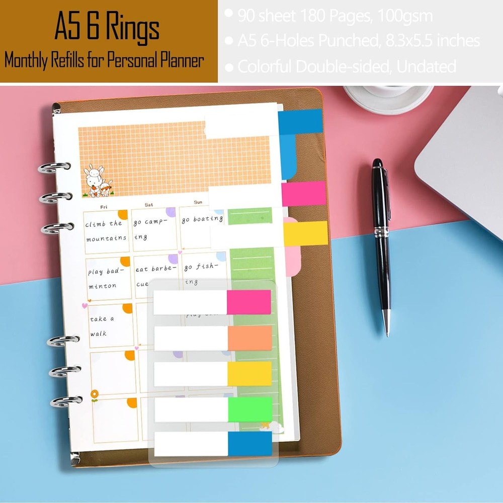 Rancco A5 Planner Inserts Monthly A5, Refills